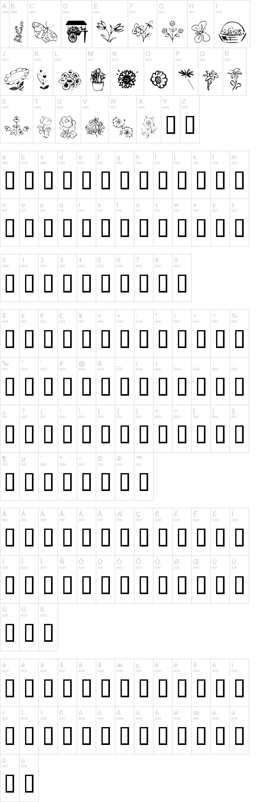 KR Spring Me 字体字形表