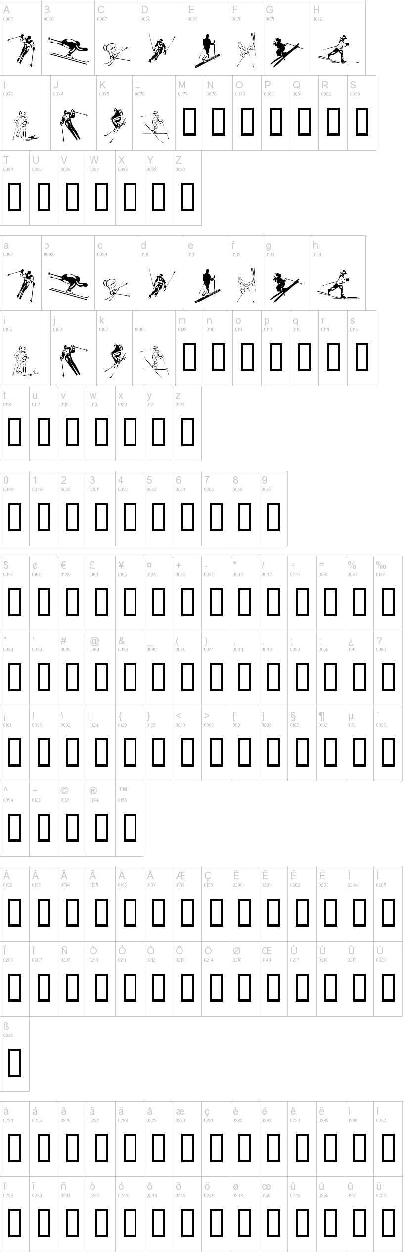 KR Ski 字体字形表
