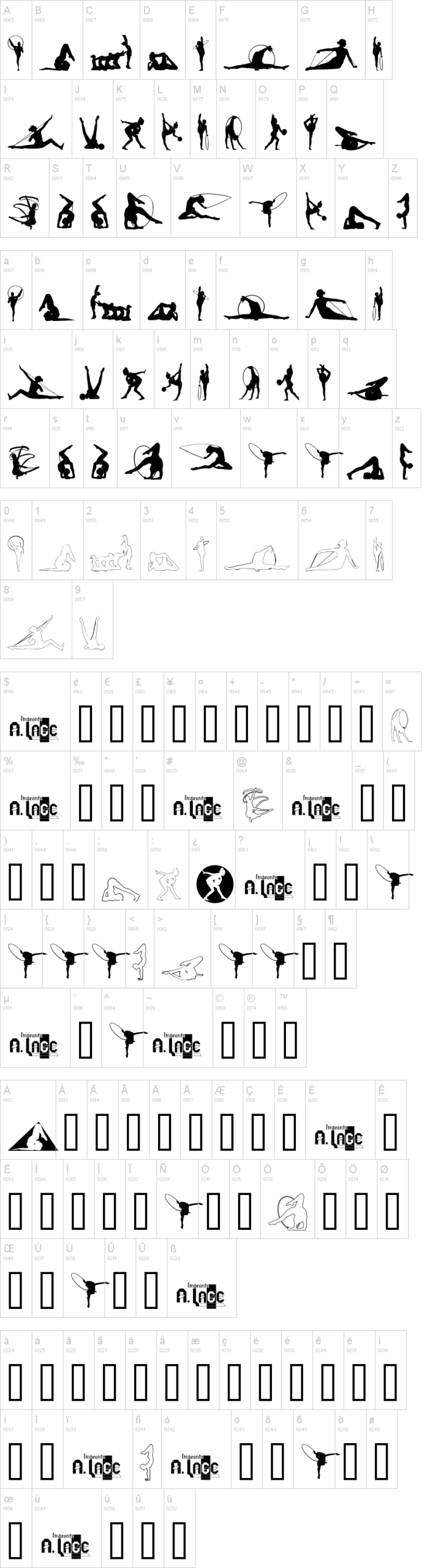 Gimnasia 字体字形表