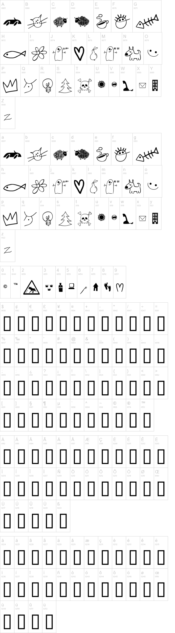 Eller 字体字形表