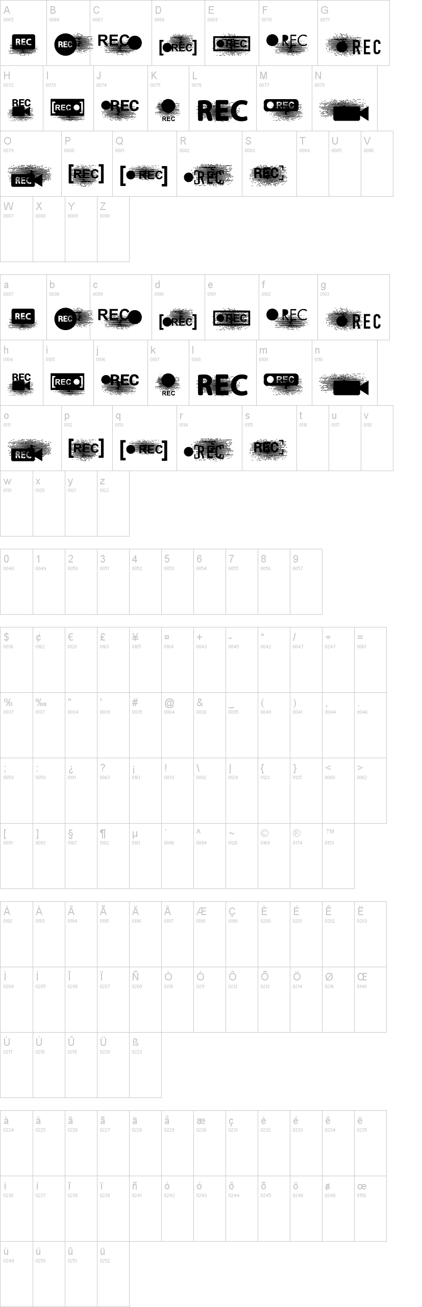 Record 字体字形表