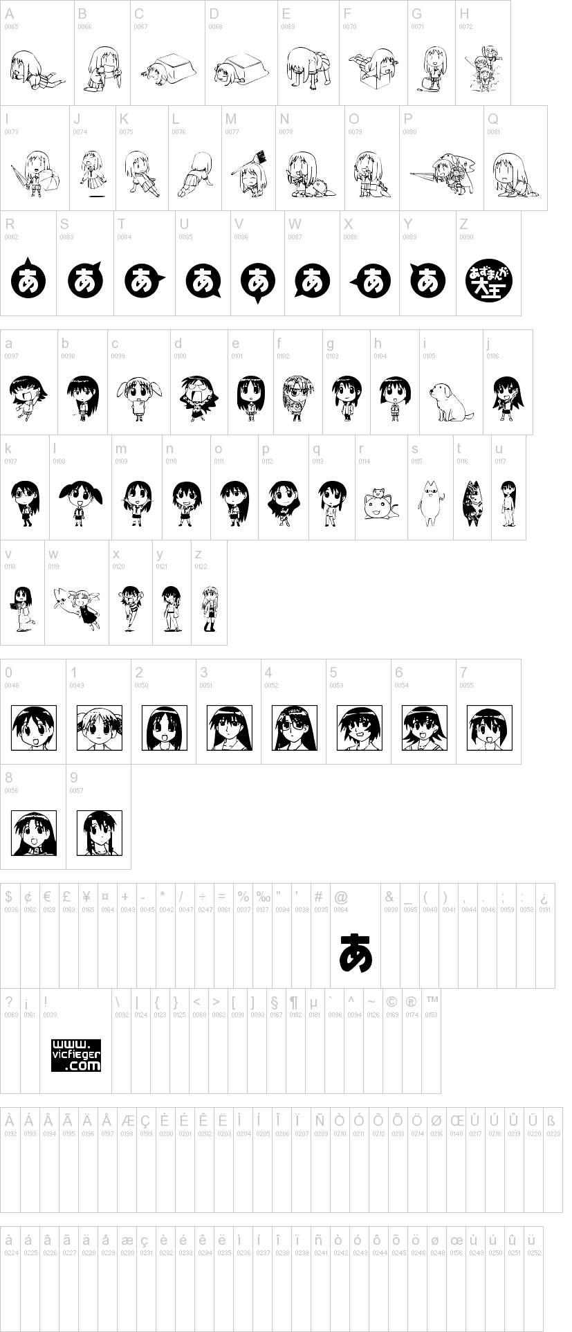 Azudings 1 字体字形表