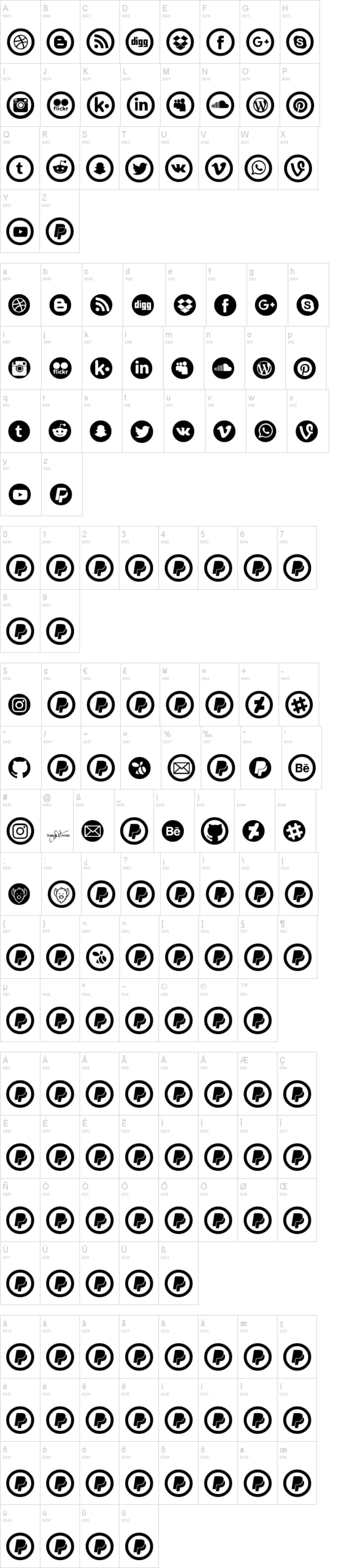 Social Circles 字体字形表
