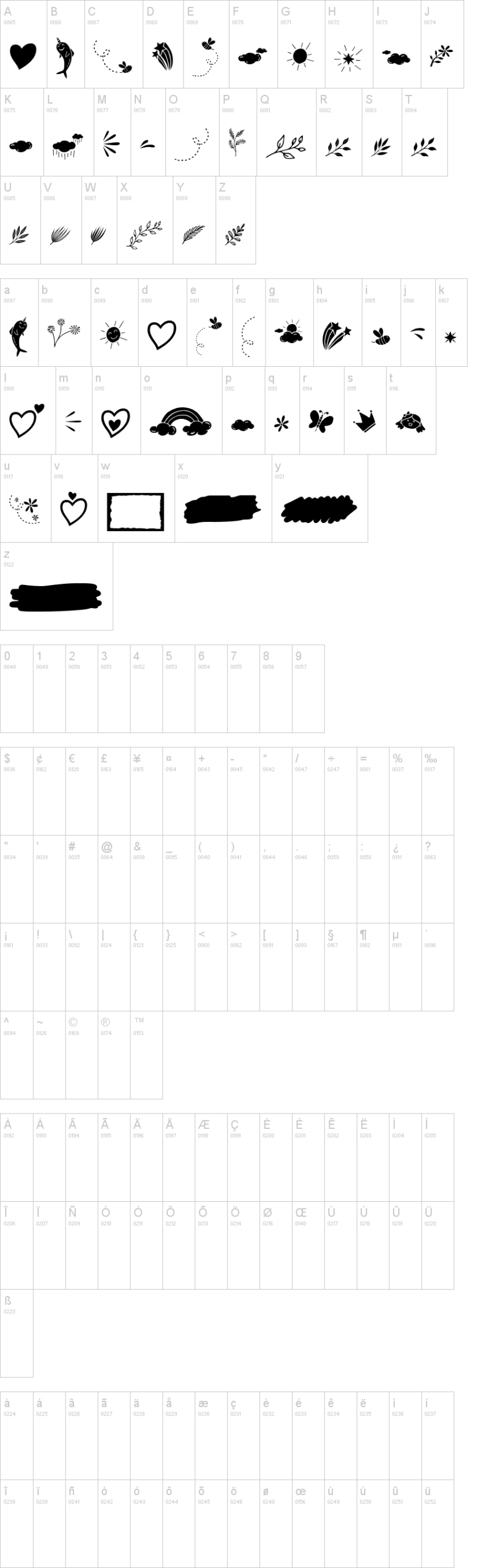 Heart Warming Extra 字体字形表