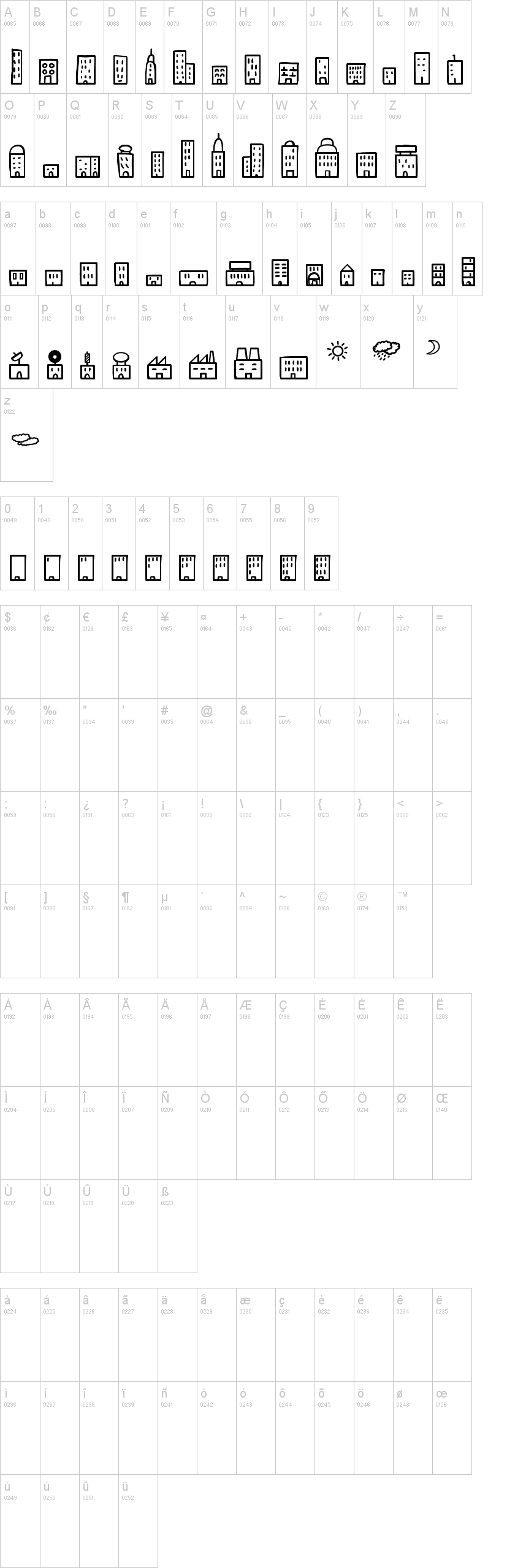 Easy Skyline 字体字形表