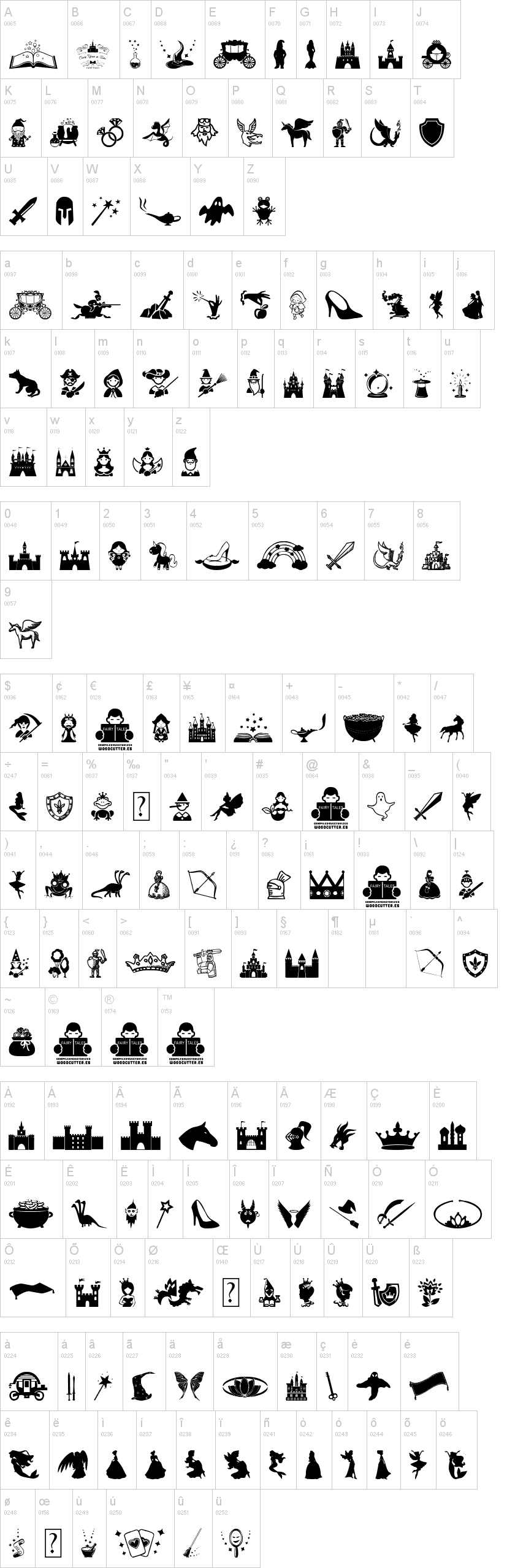 Fairy Tales 字体字形表