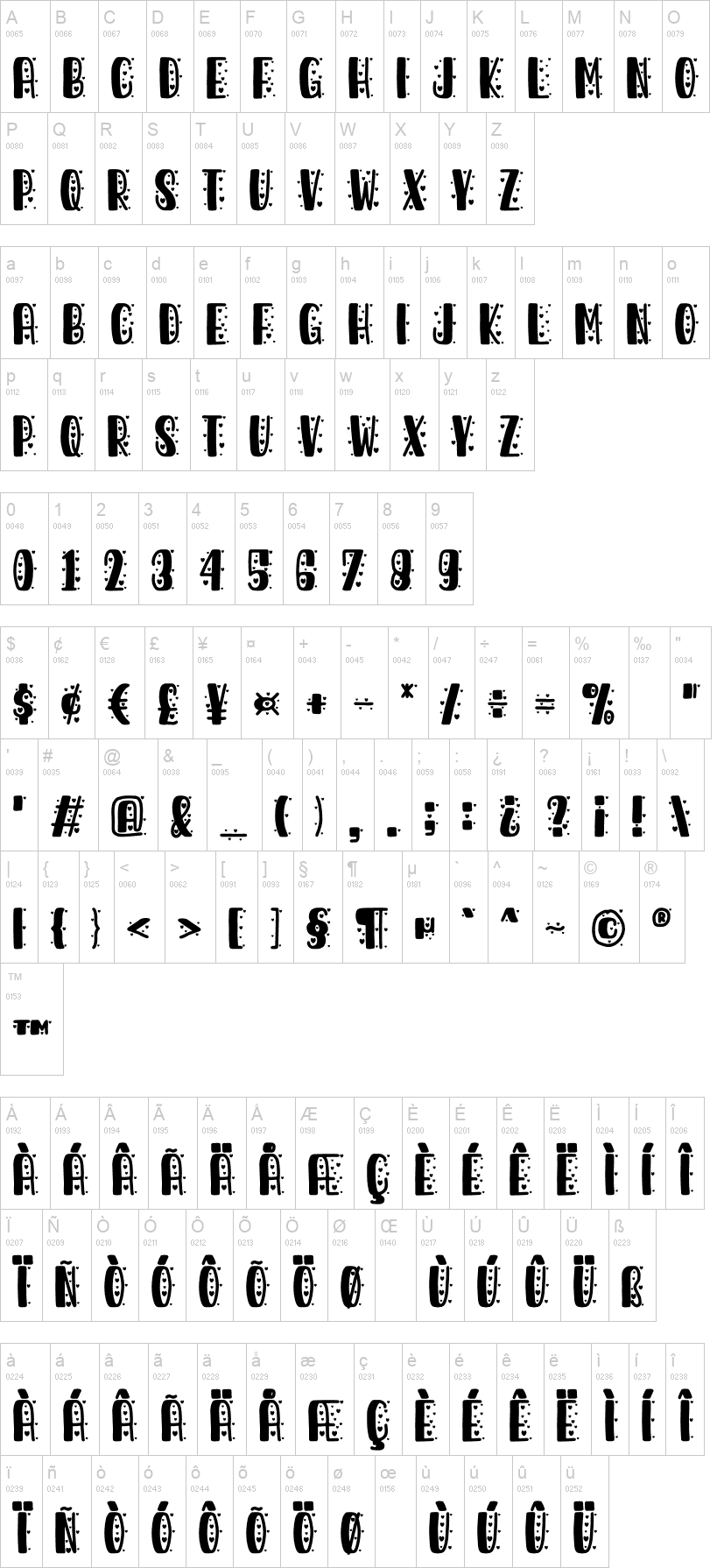 Love Larry 字体字形表