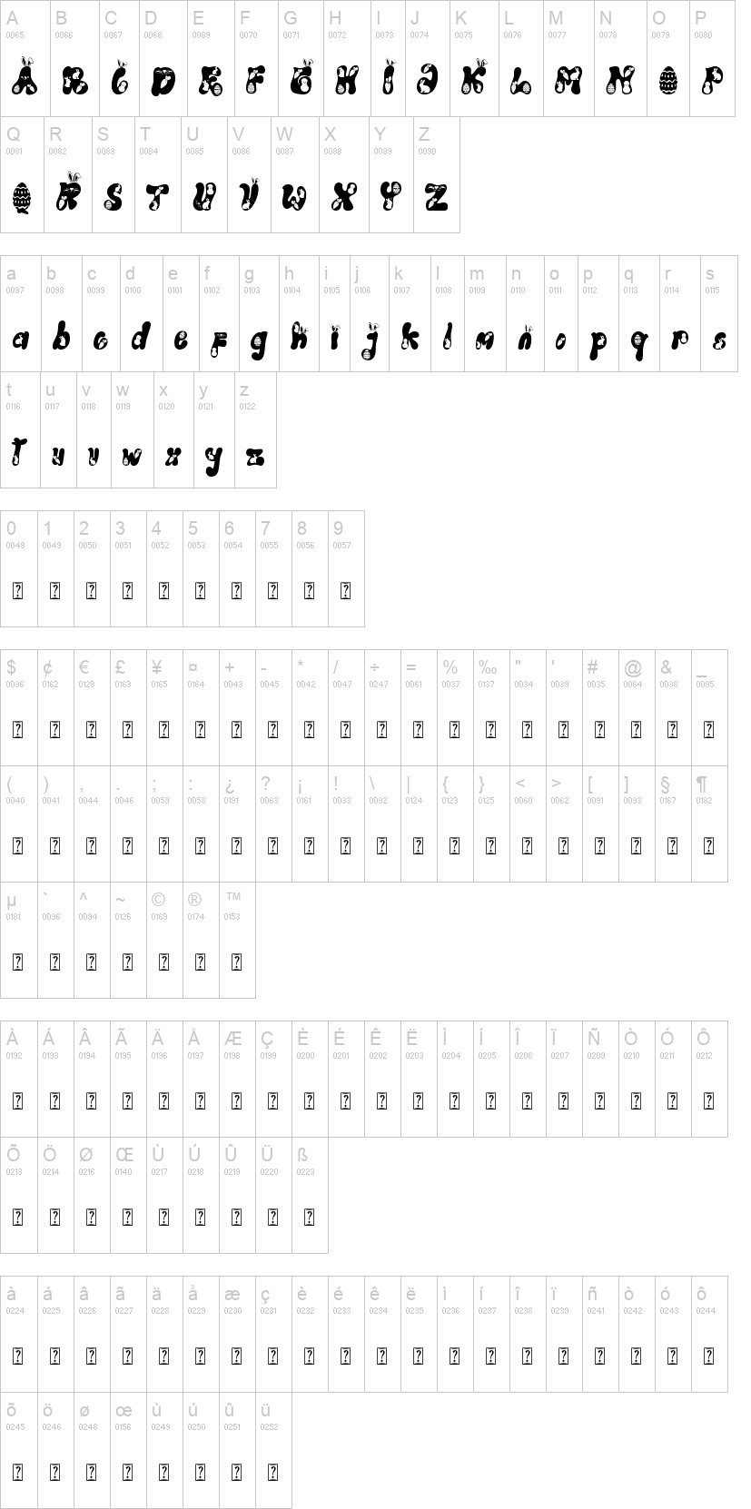 Easter Family 字体字形表