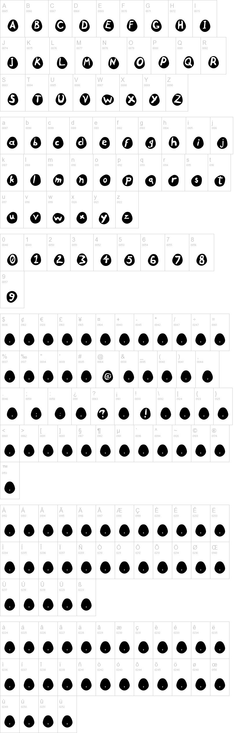 Eggs 字体字形表