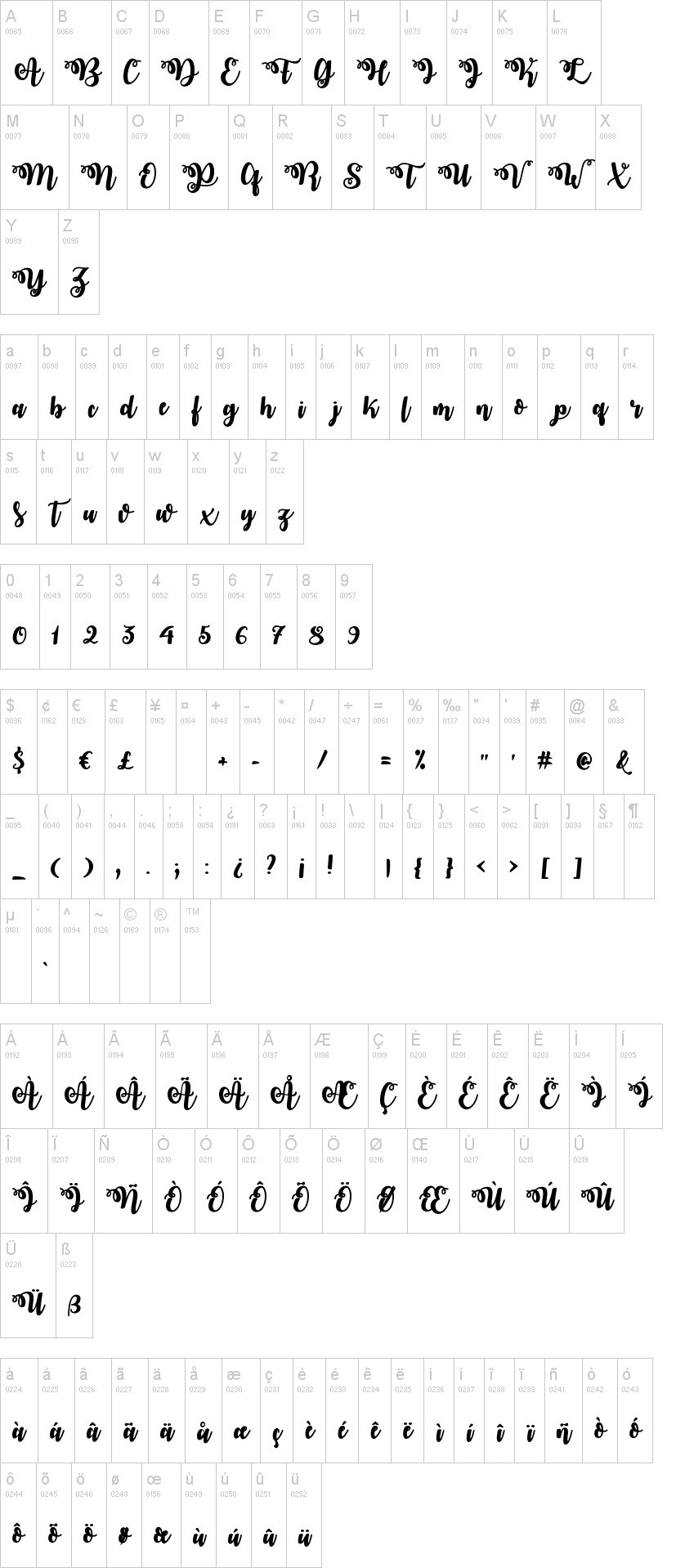 October Twilight 字体字形表