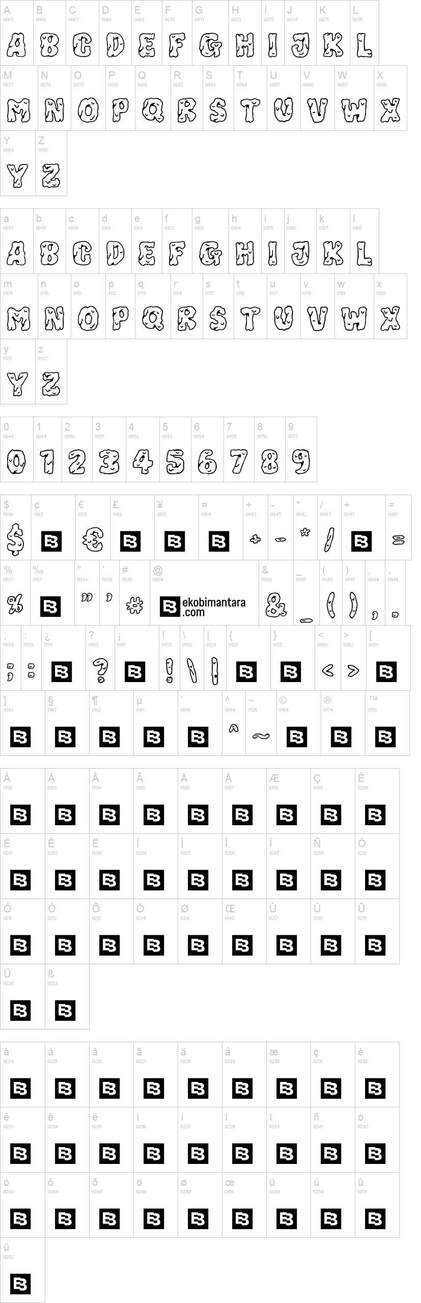 Melting Town 字体字形表