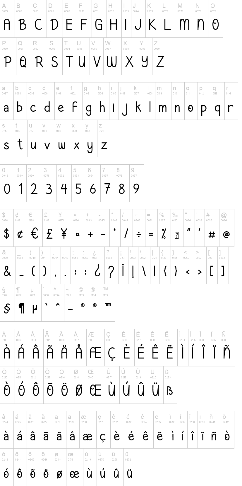 Holiday Jingle 字体字形表