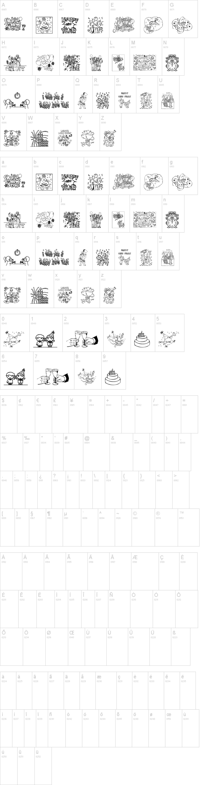 New Year 字体字形表