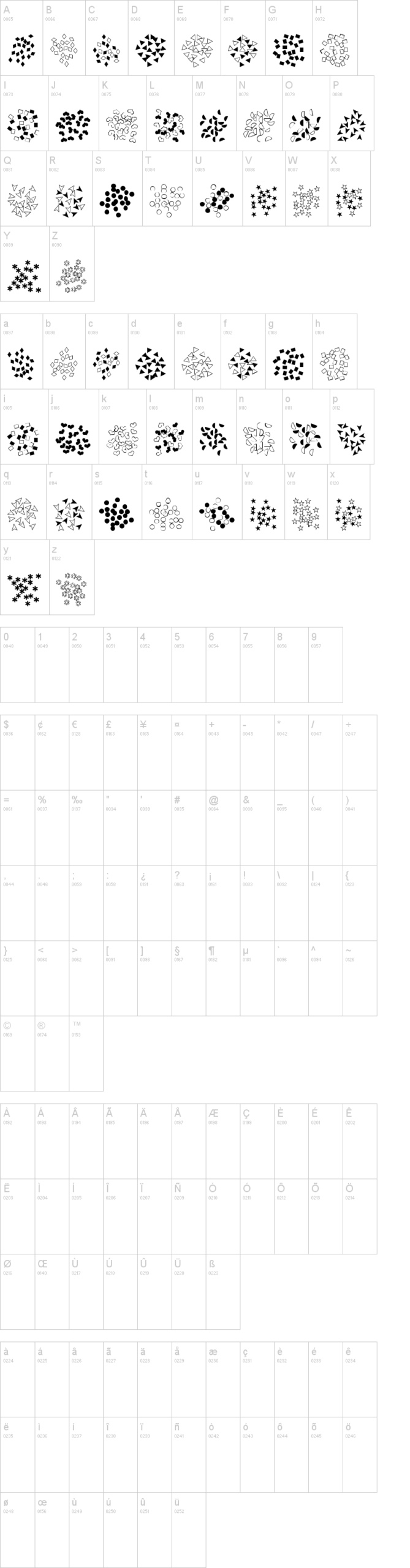 FE Confetti 字体字形表