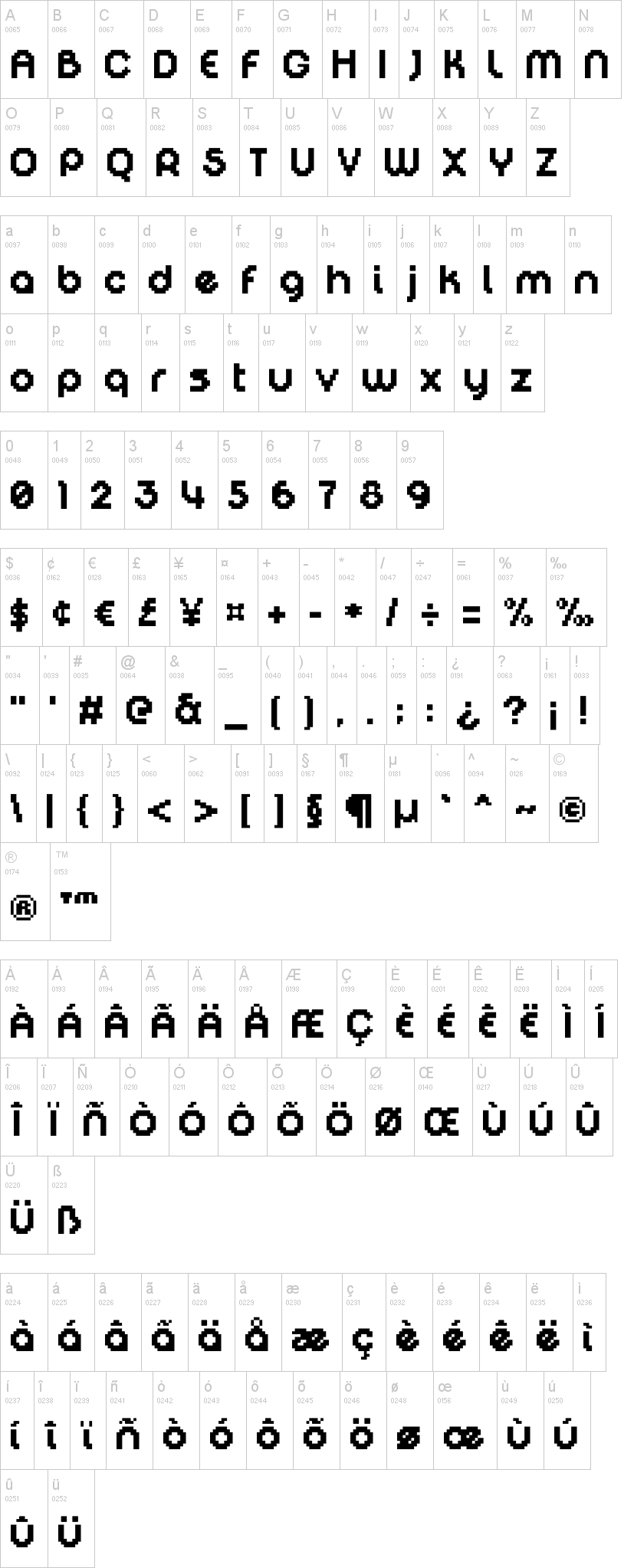 Digital Disco 字体字形表