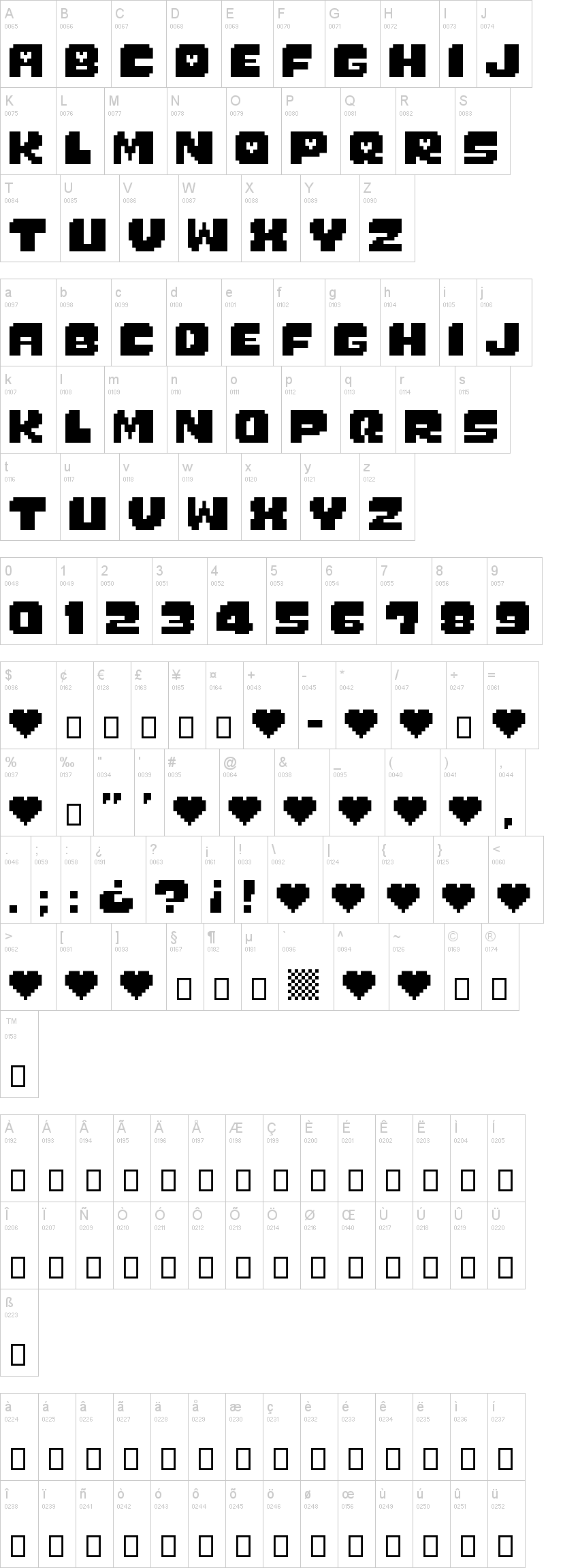Monster Friend Fore 字体字形表