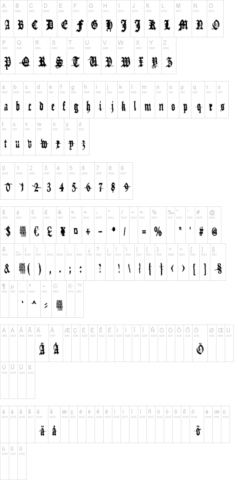 Metamorphose Requiem 字体字形表