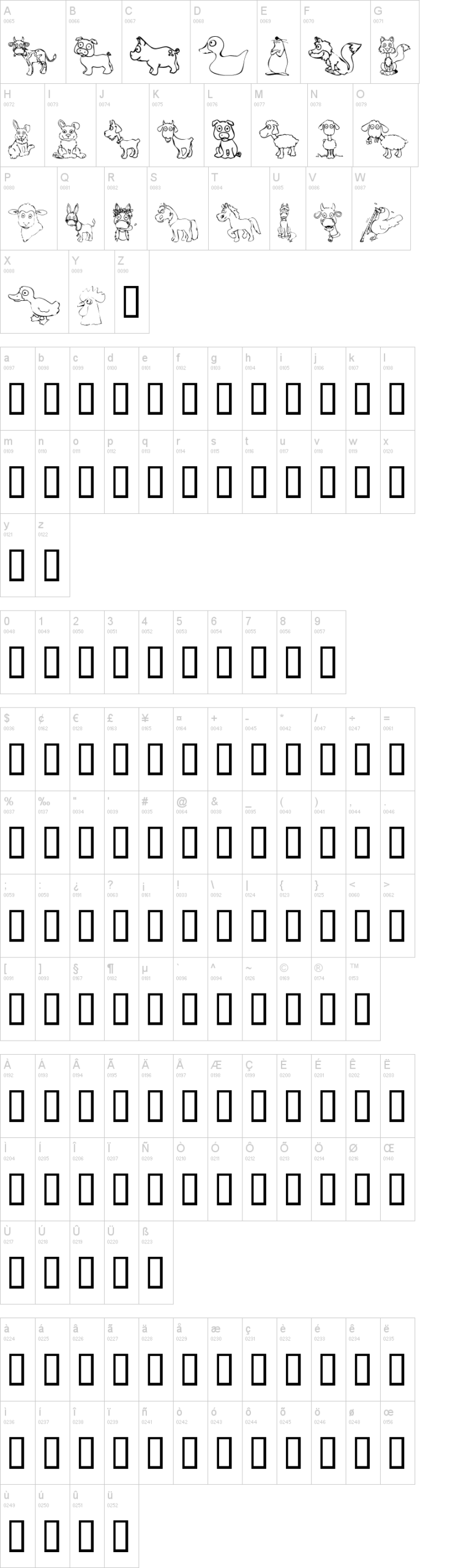 KR Barnyard Scraps 字体字形表