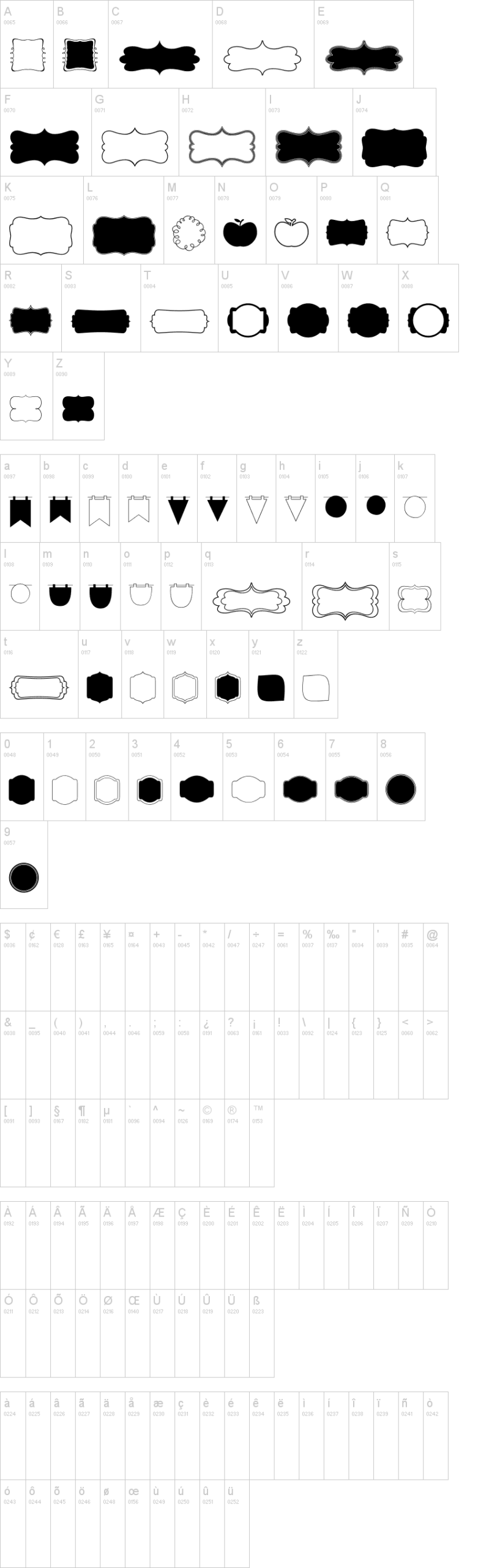 KG Flavor And Frames Four 字体字形表