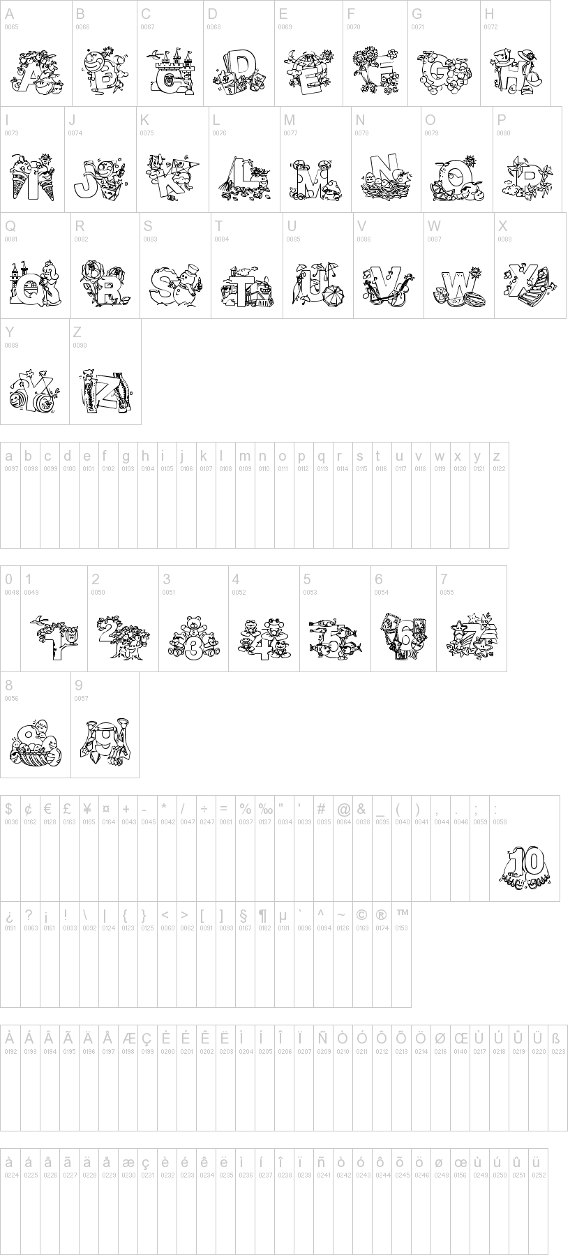 Crayola Kiddy Font 字体字形表