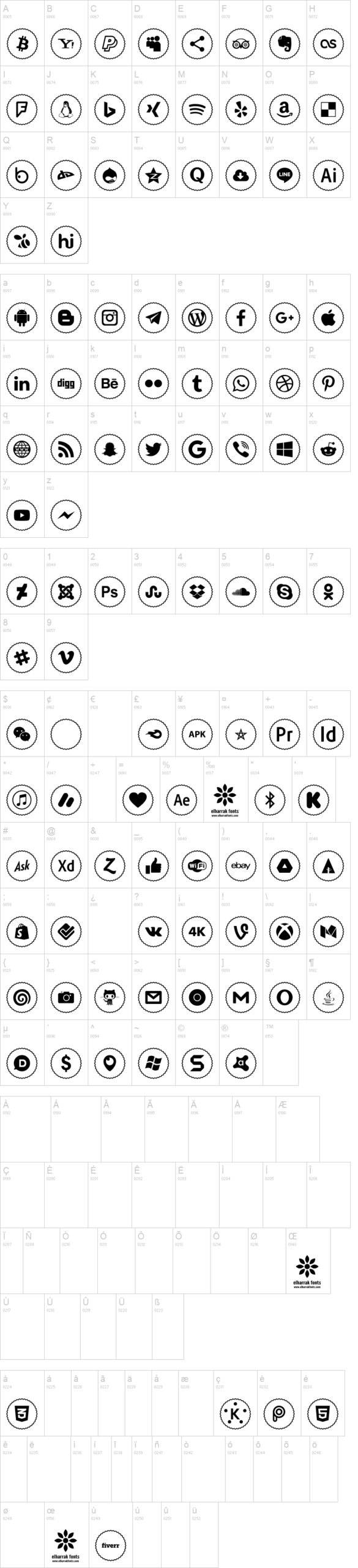 Icons Social Media 2 字体字形表