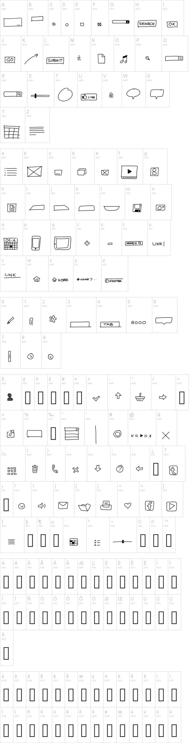 UIMockup 字体字形表
