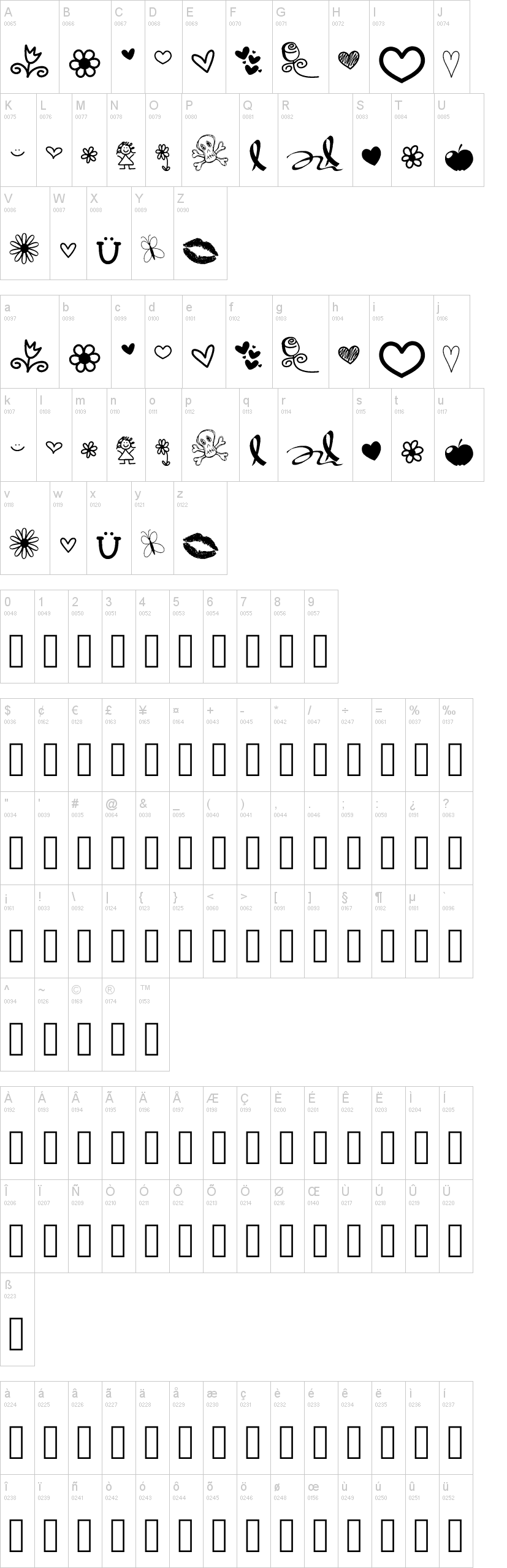 VBdings Two 字体字形表