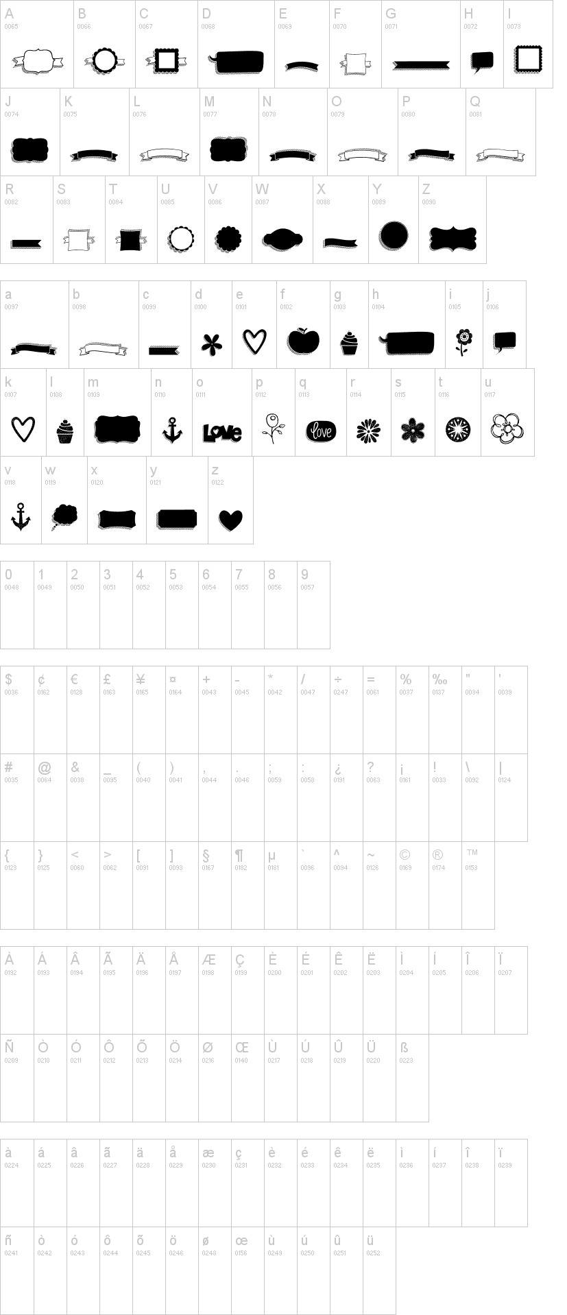 KG Flavor And Frames Six 字体字形表