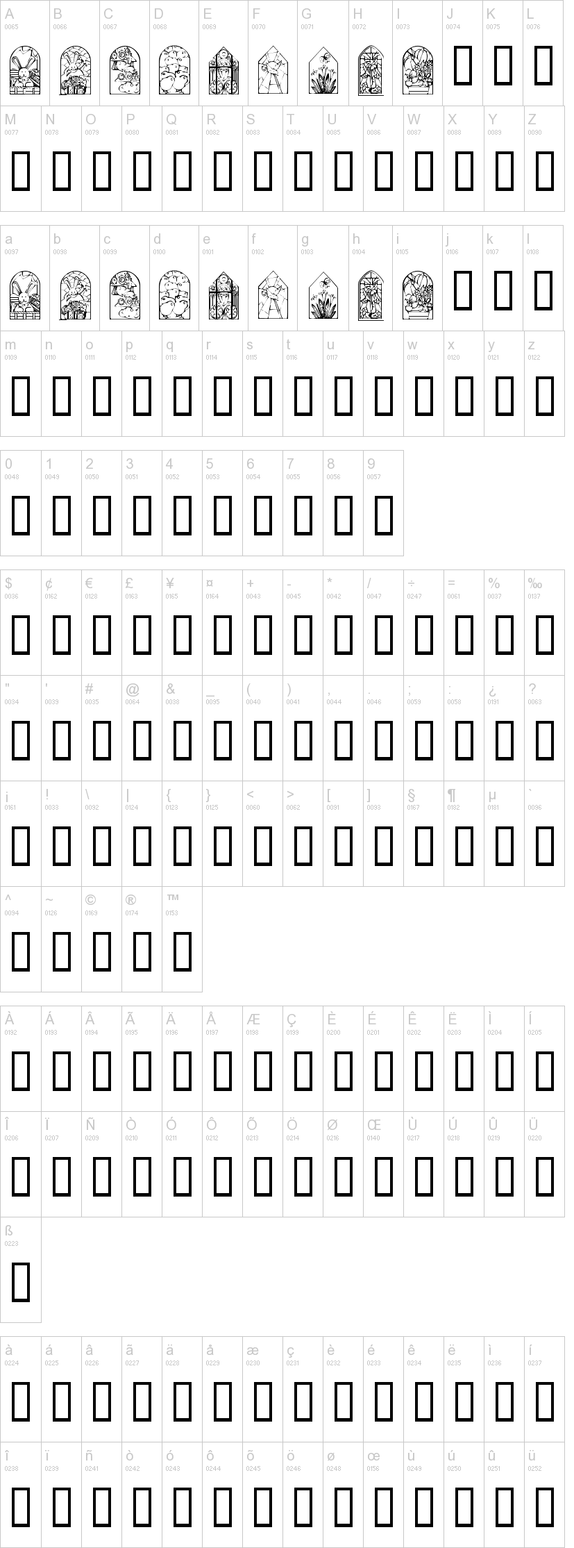 KR Easter Windows 字体字形表