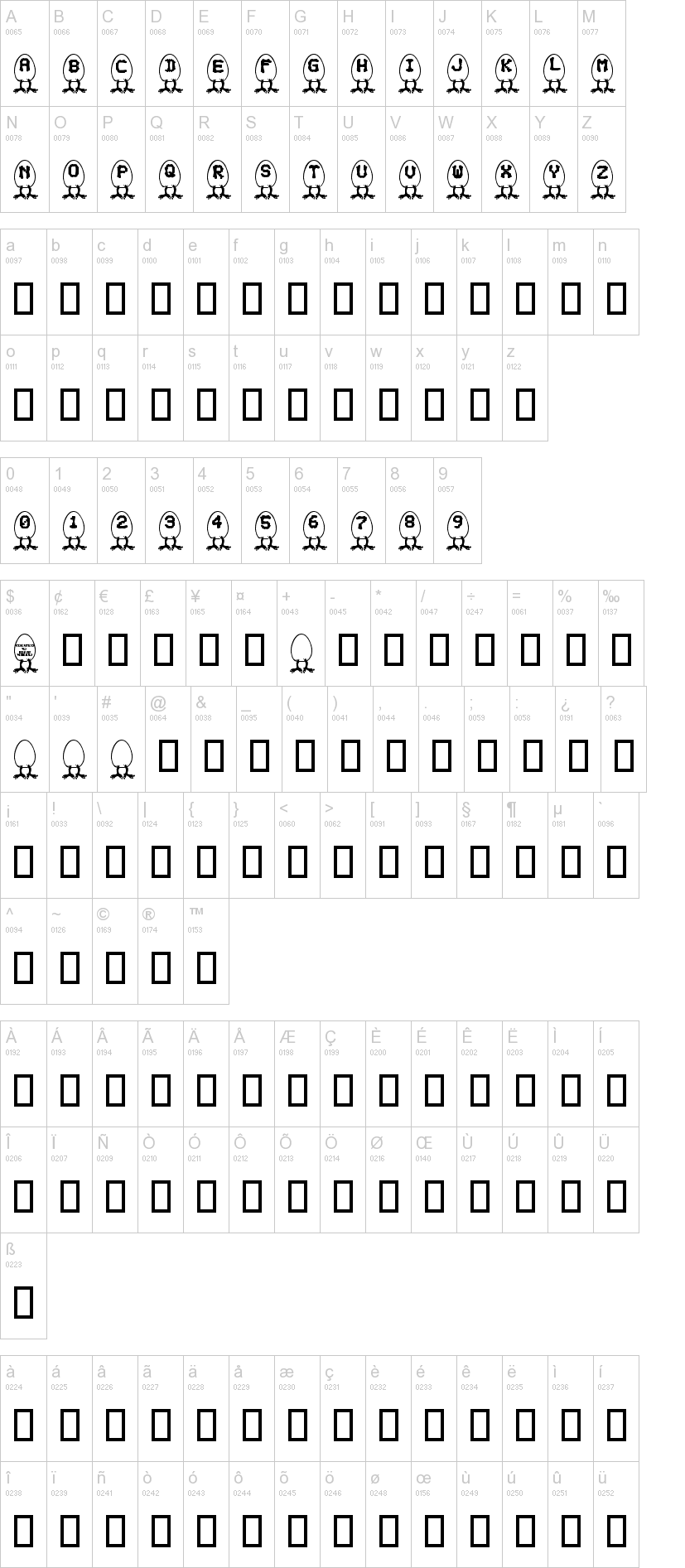 RM Egg 字体字形表