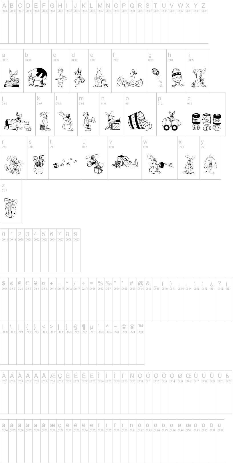 DT Hip Hop 字体字形表