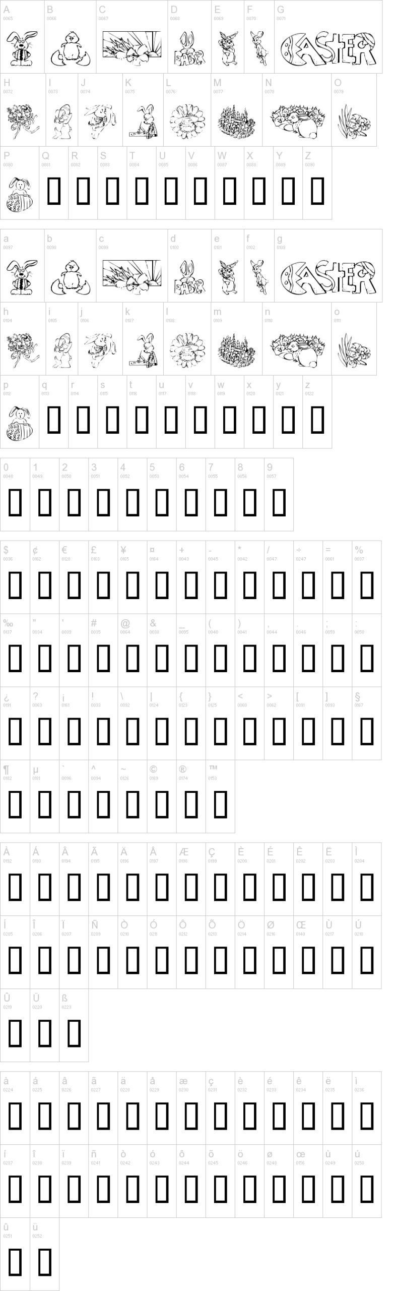 KR Easter No2 字体字形表