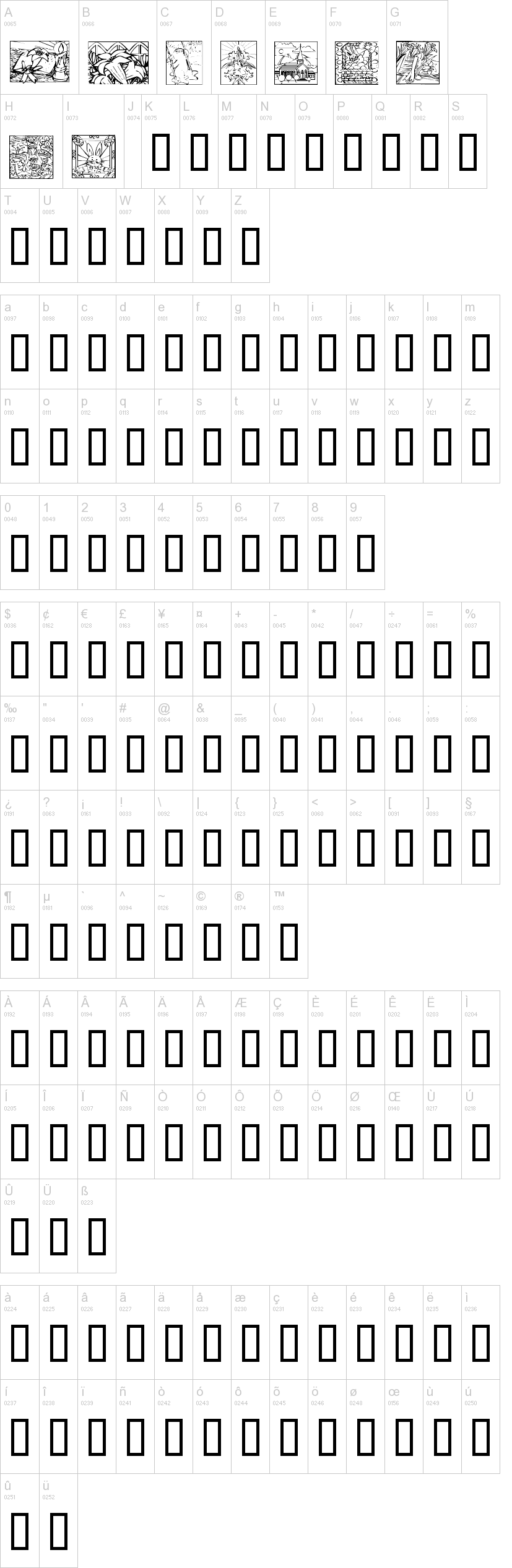 KR Easter Squares 字体字形表