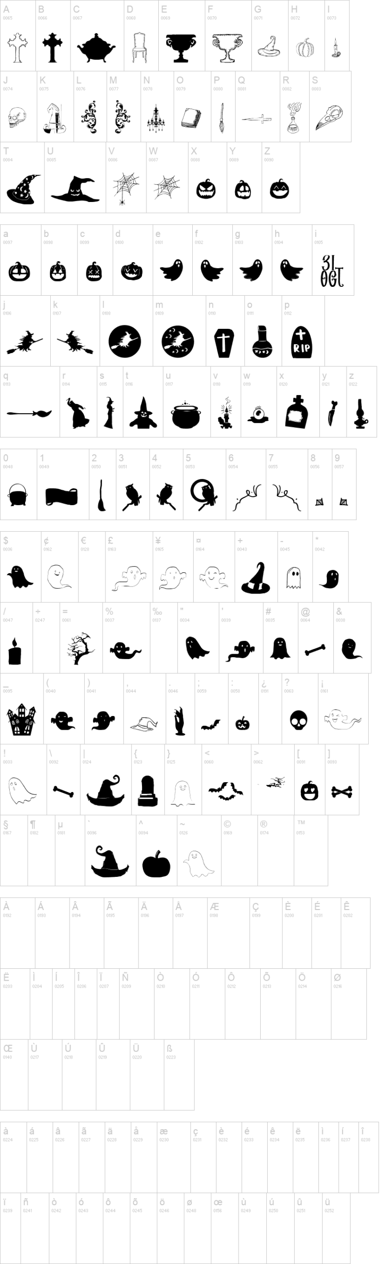 Halloween Dreams Doodles 字体字形表