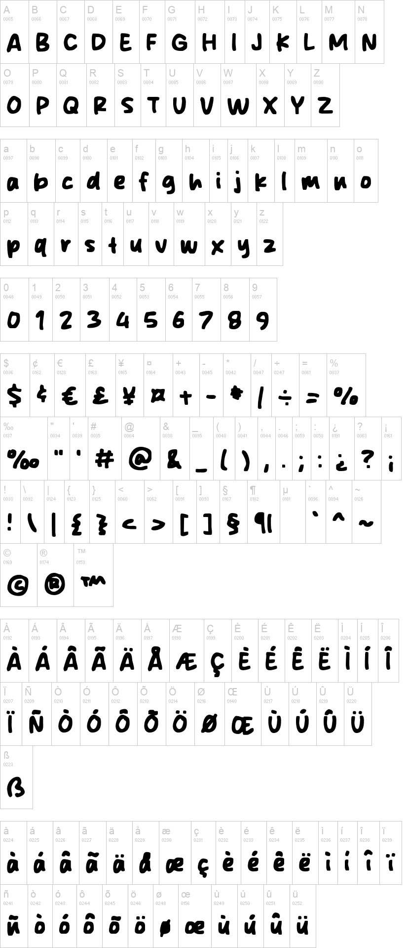 Spidol Clash 字体字形表