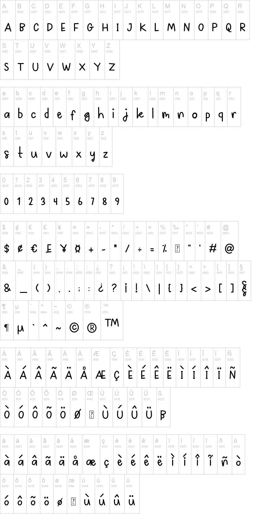 Girlsfa 字体字形表