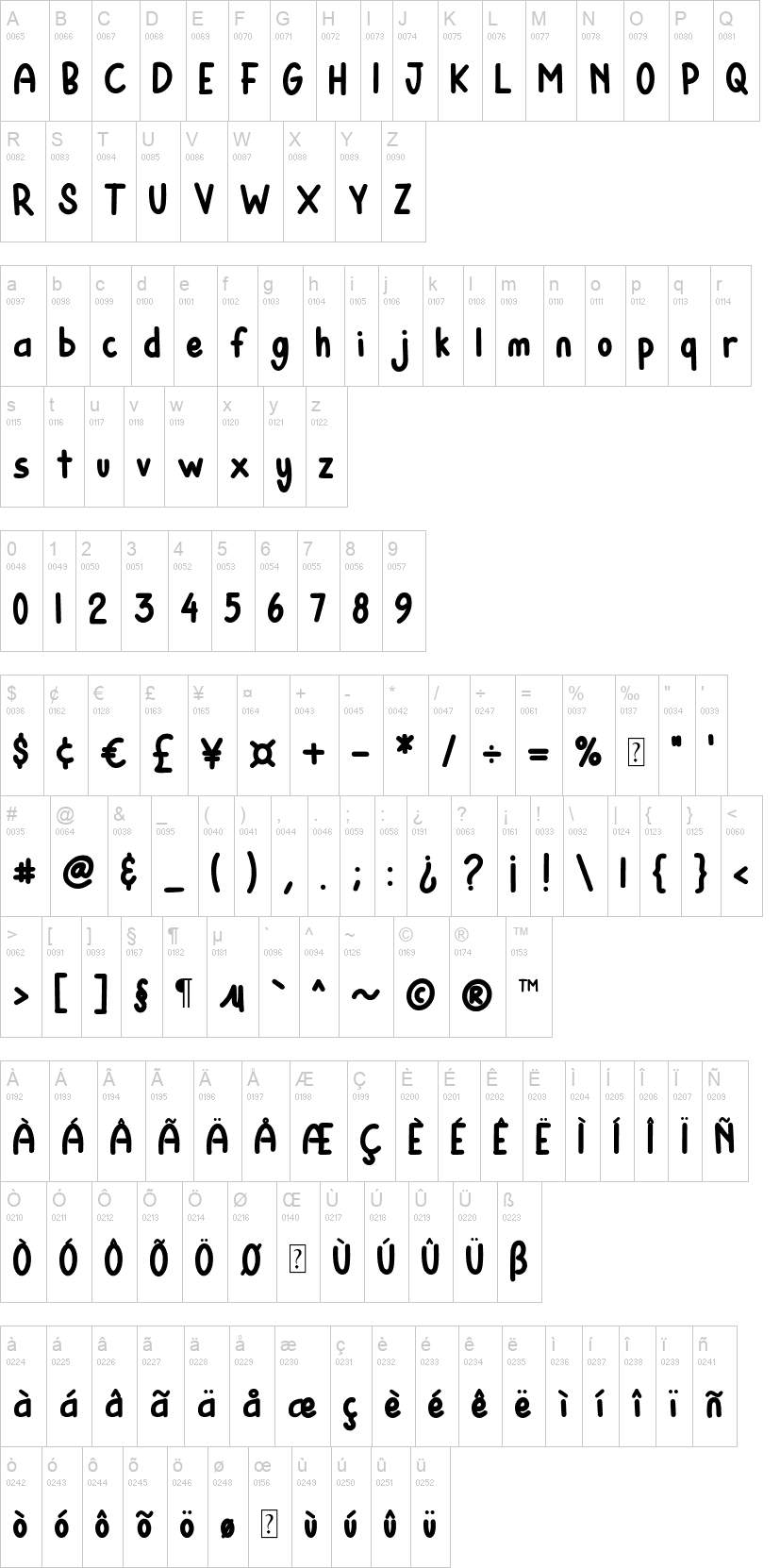 Hi Lea 字体字形表