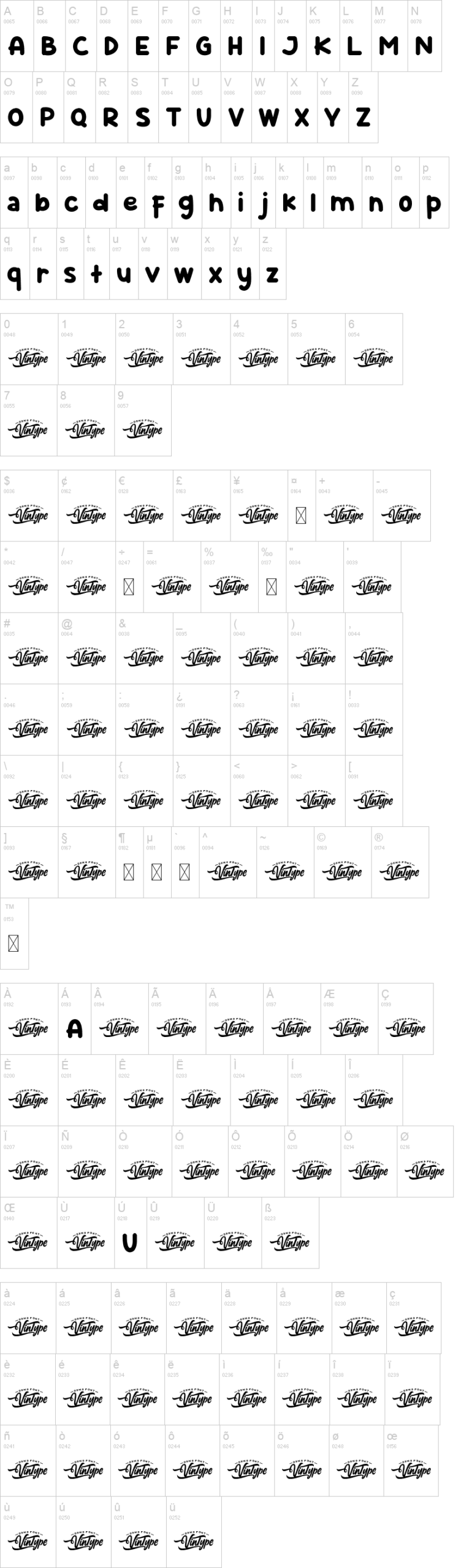 Nice Info 字体字形表