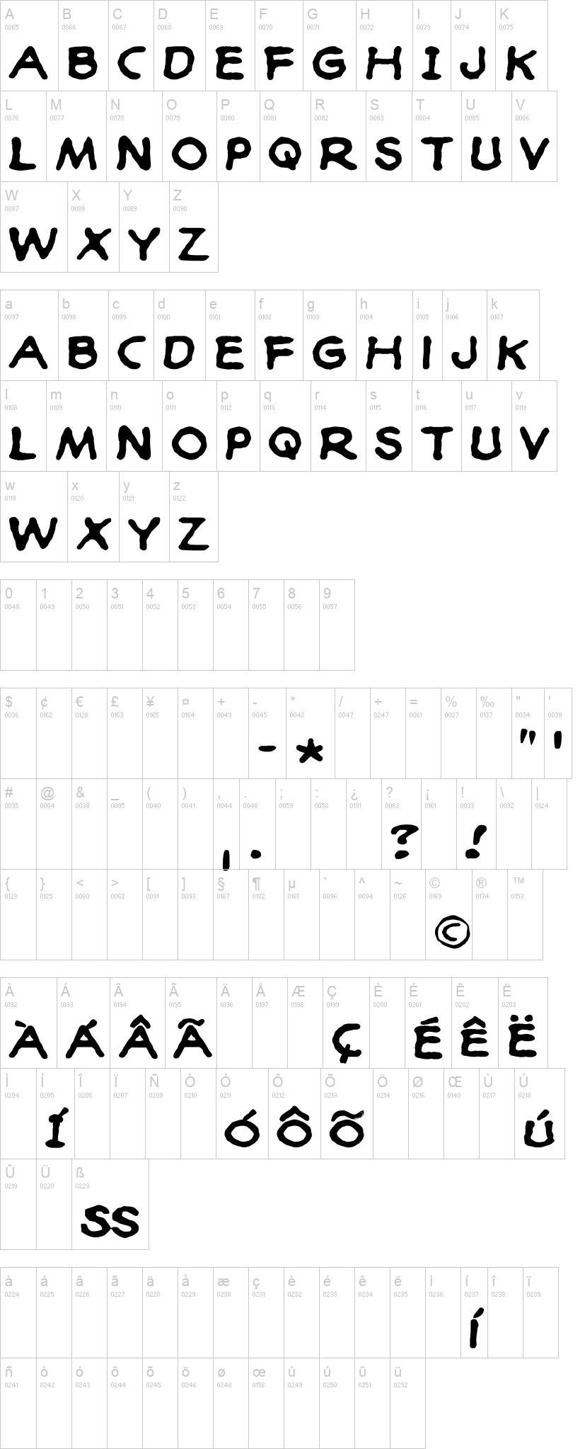 Moon Knight 字体字形表