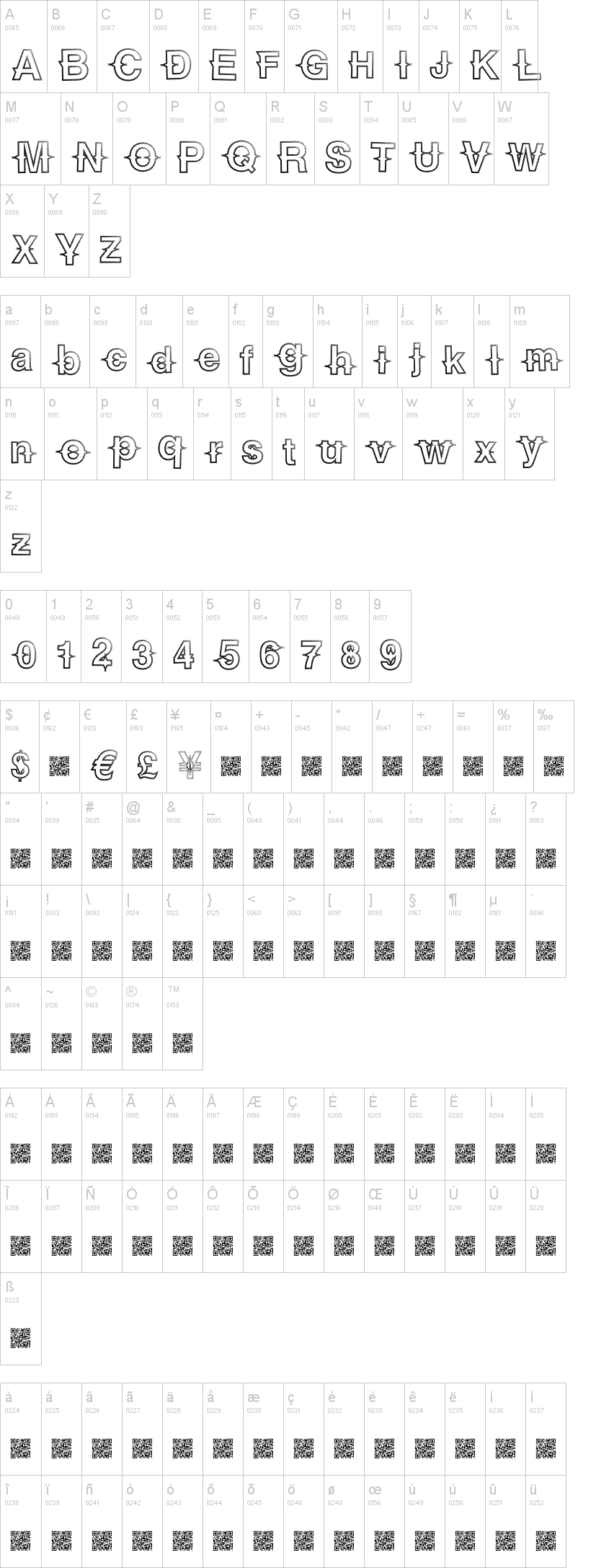 Urban Trails 字体字形表