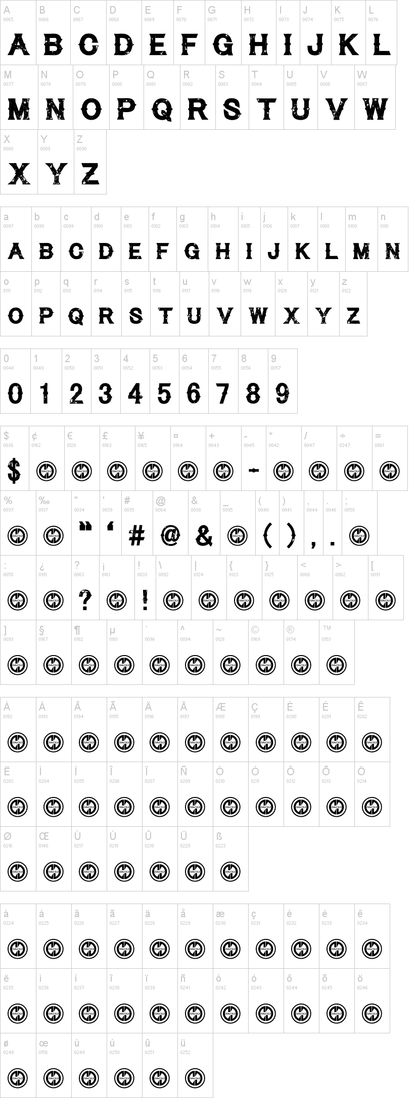 Cynical Hills 字体字形表
