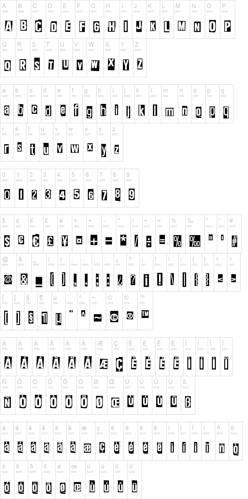 23 Seconds To Midnight 字体字形表