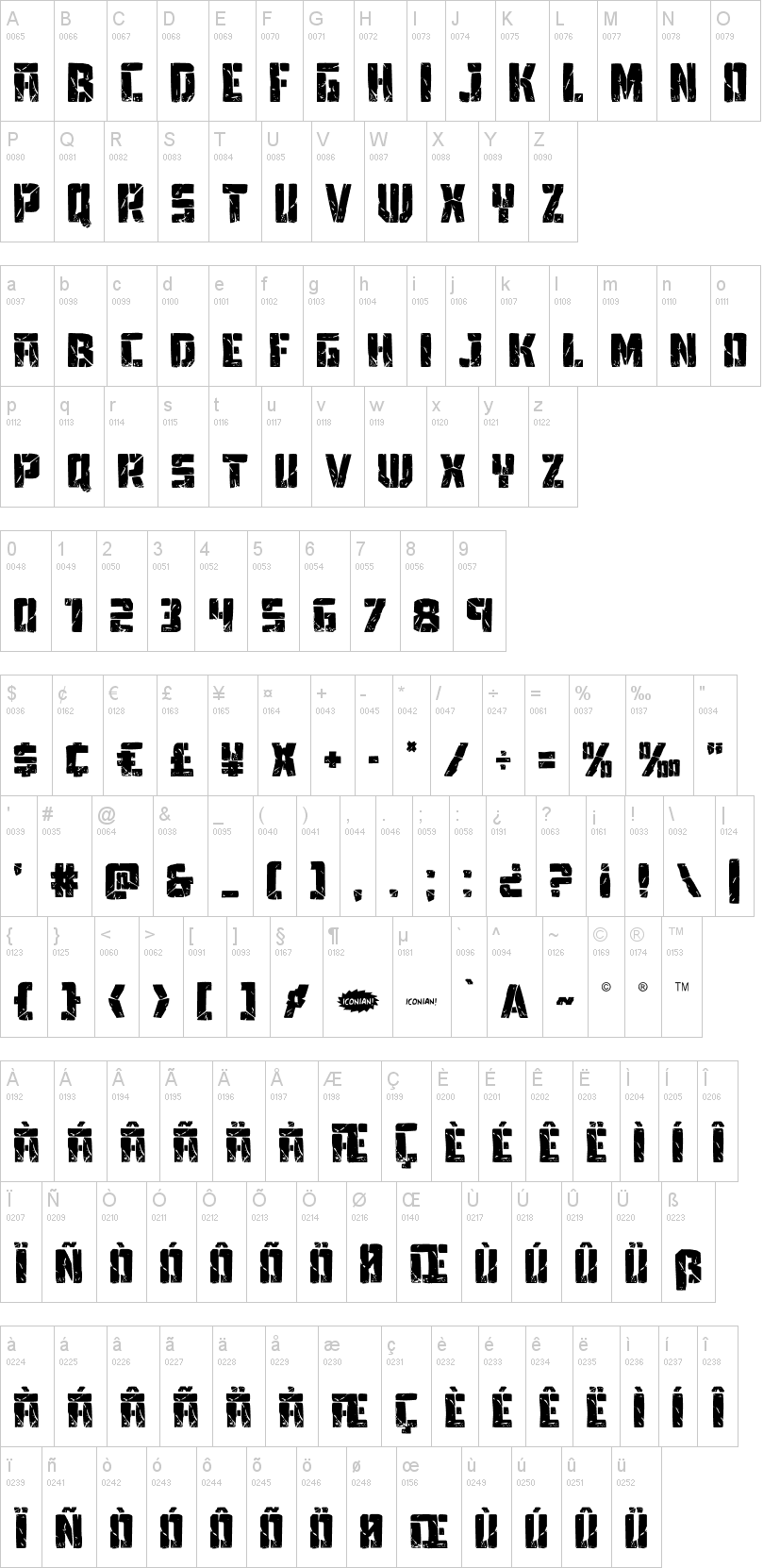 Tower Ruins 字体字形表