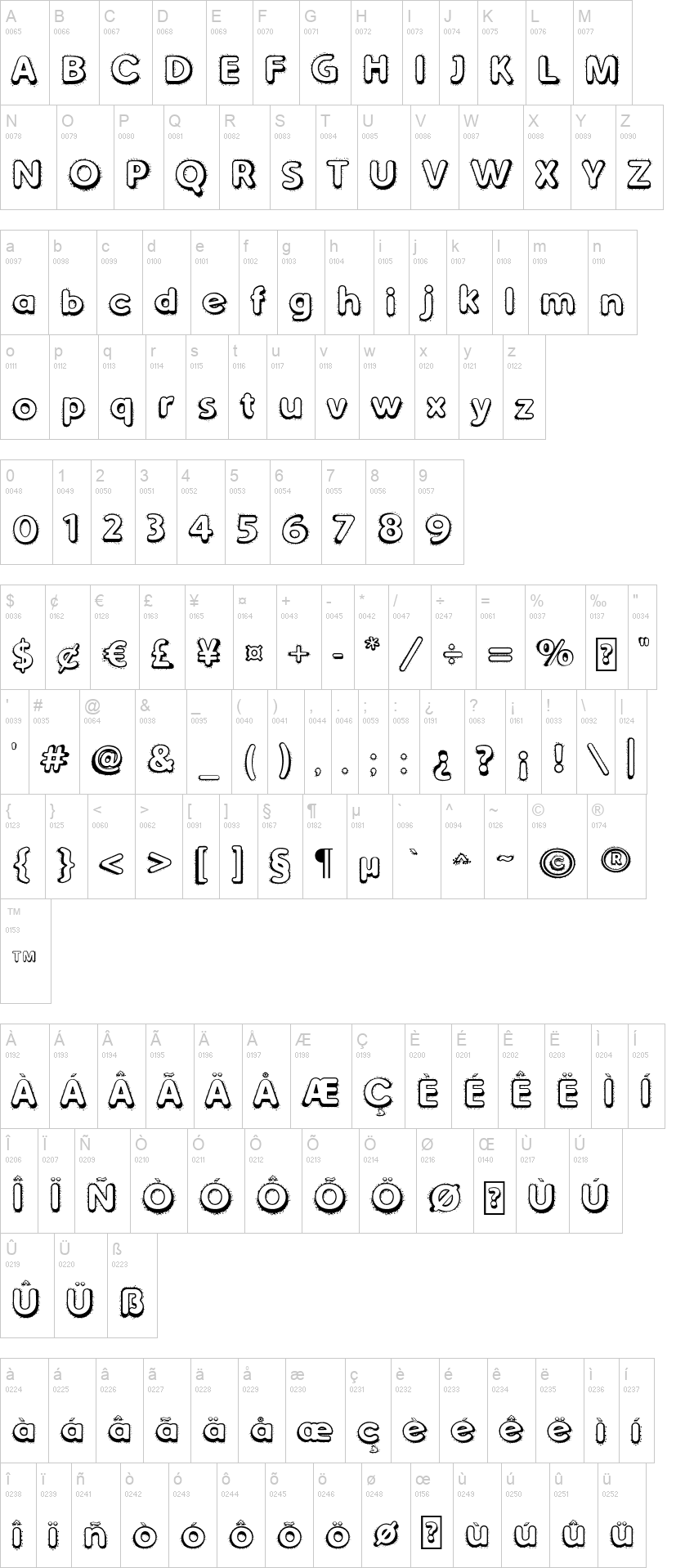 Snow Traces 字体字形表