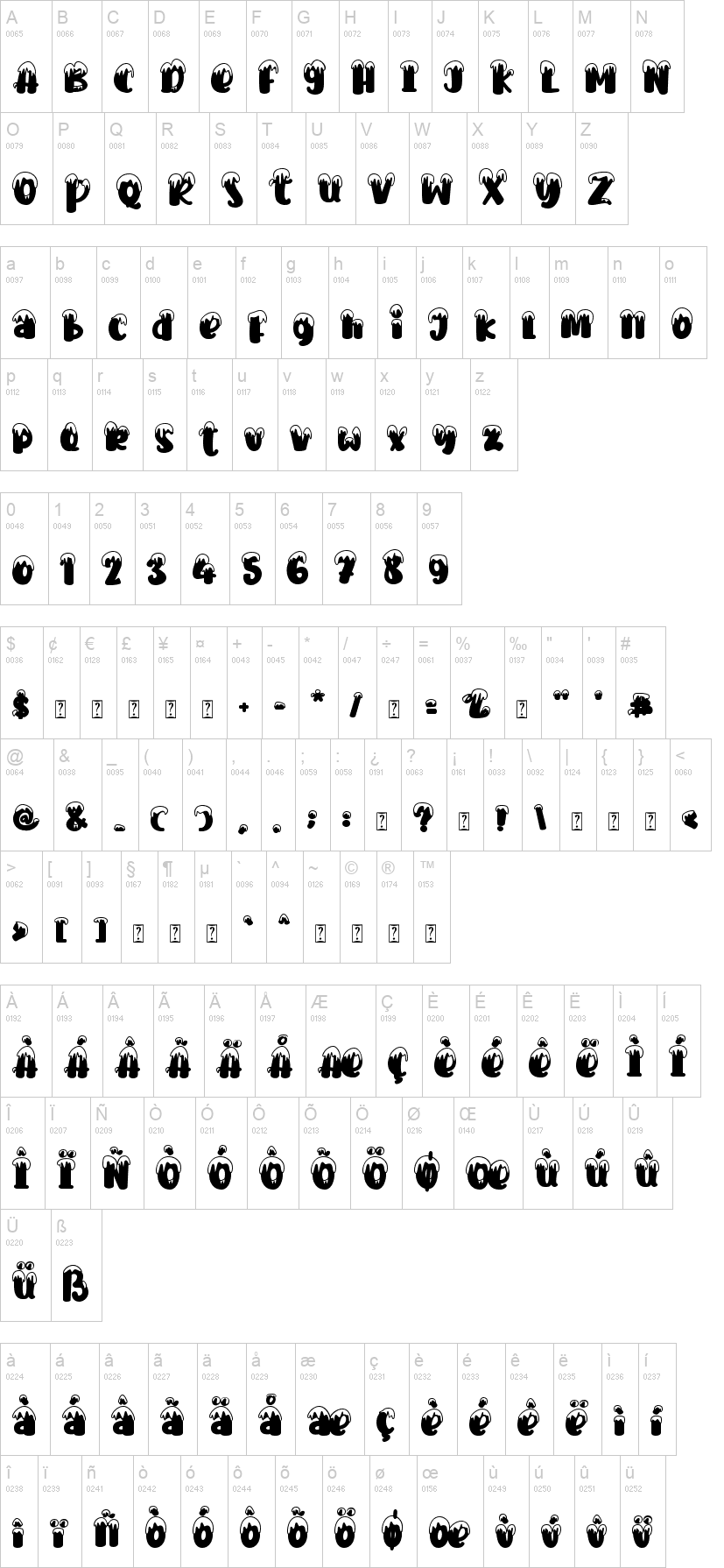 Hello Snow 字体字形表