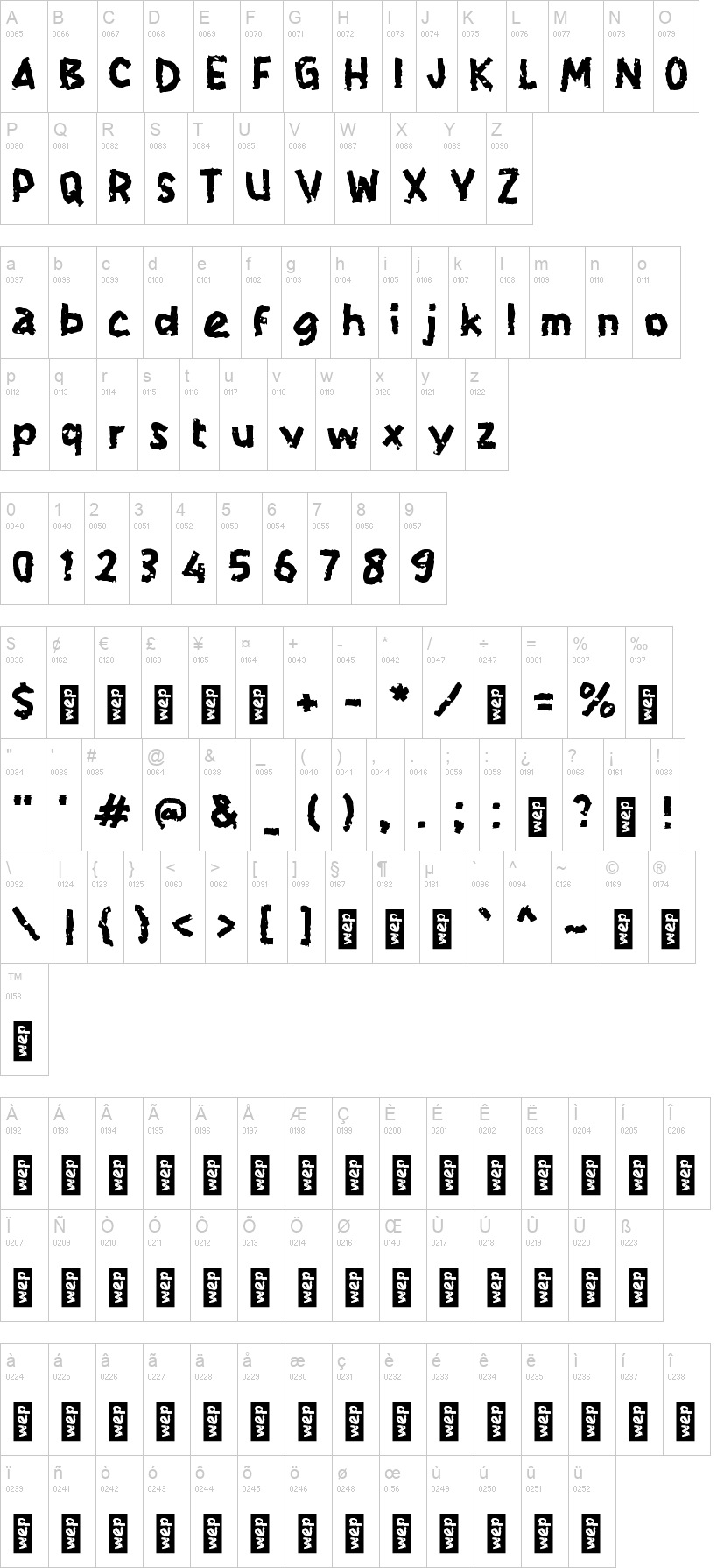 i Ice Map 字体字形表