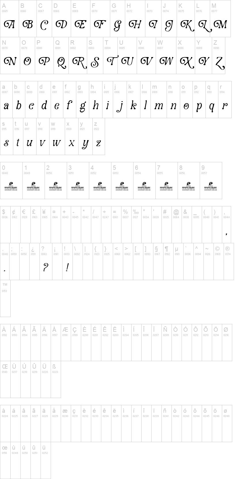 French Croissant 字体字形表