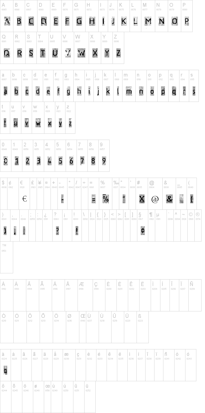 RR Ruitjes 字体字形表