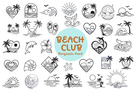 网页标题缺个夏日符号，Beach Club Doodle 来填补
