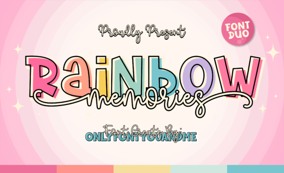 流畅连笔与高挑字干的展示体 Rainbow Memories